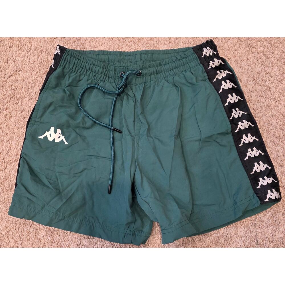 Kappa Green Banda Coney Nylon Active Shorts,  logo tape sz M